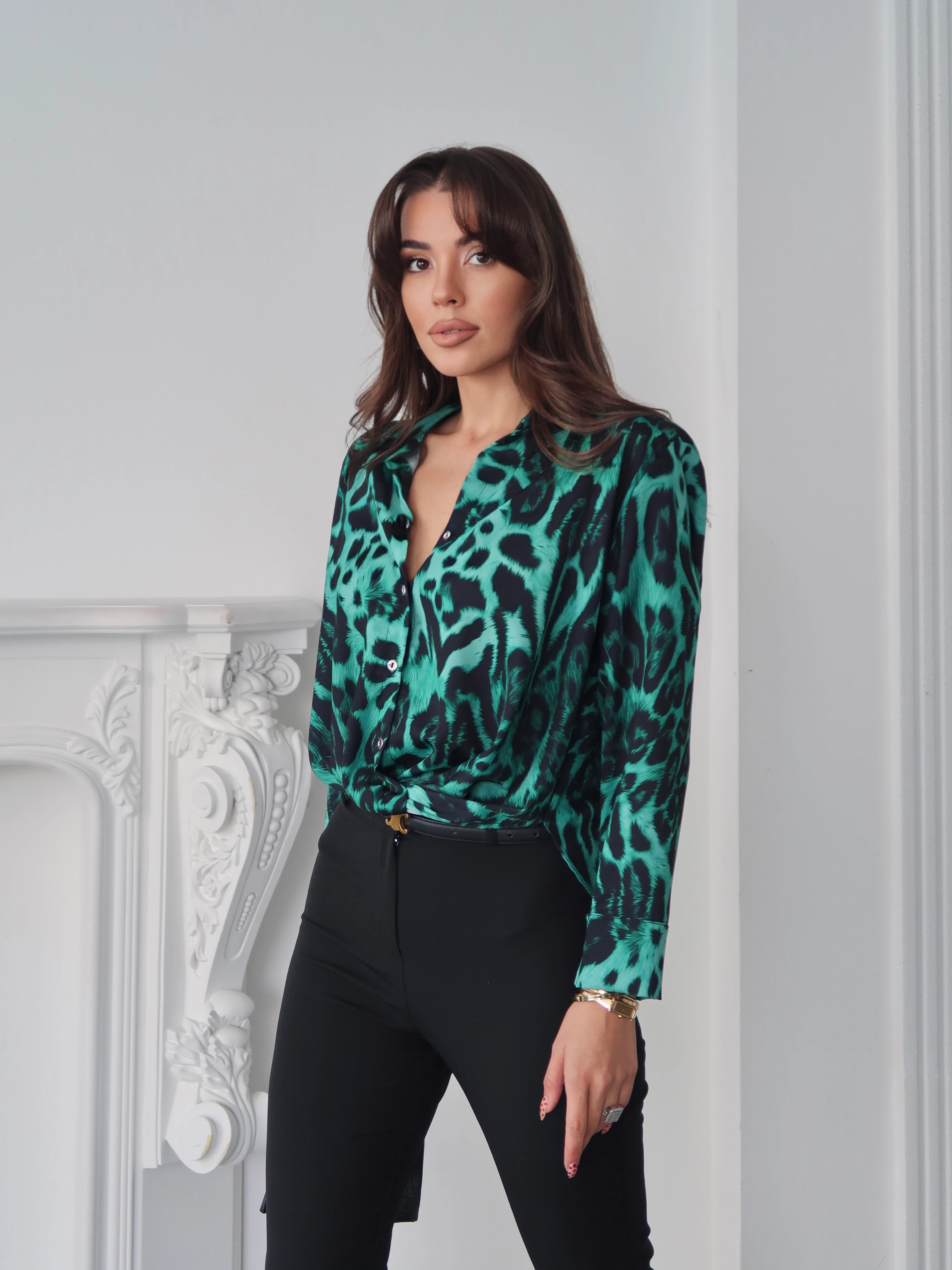 Desenli Gömlek Yeşil