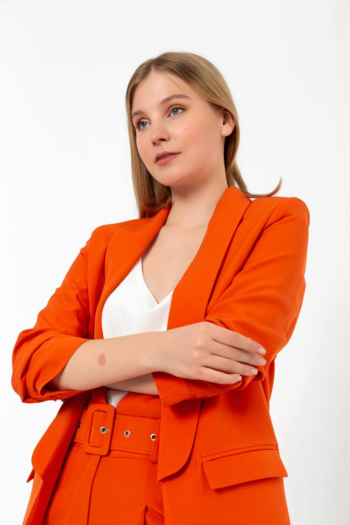 Kolu Büzgülü Blazer Klasik Kadın Ceket