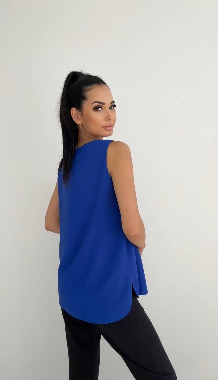 Sıfır Kollu Çift Katlı Sax Bluz