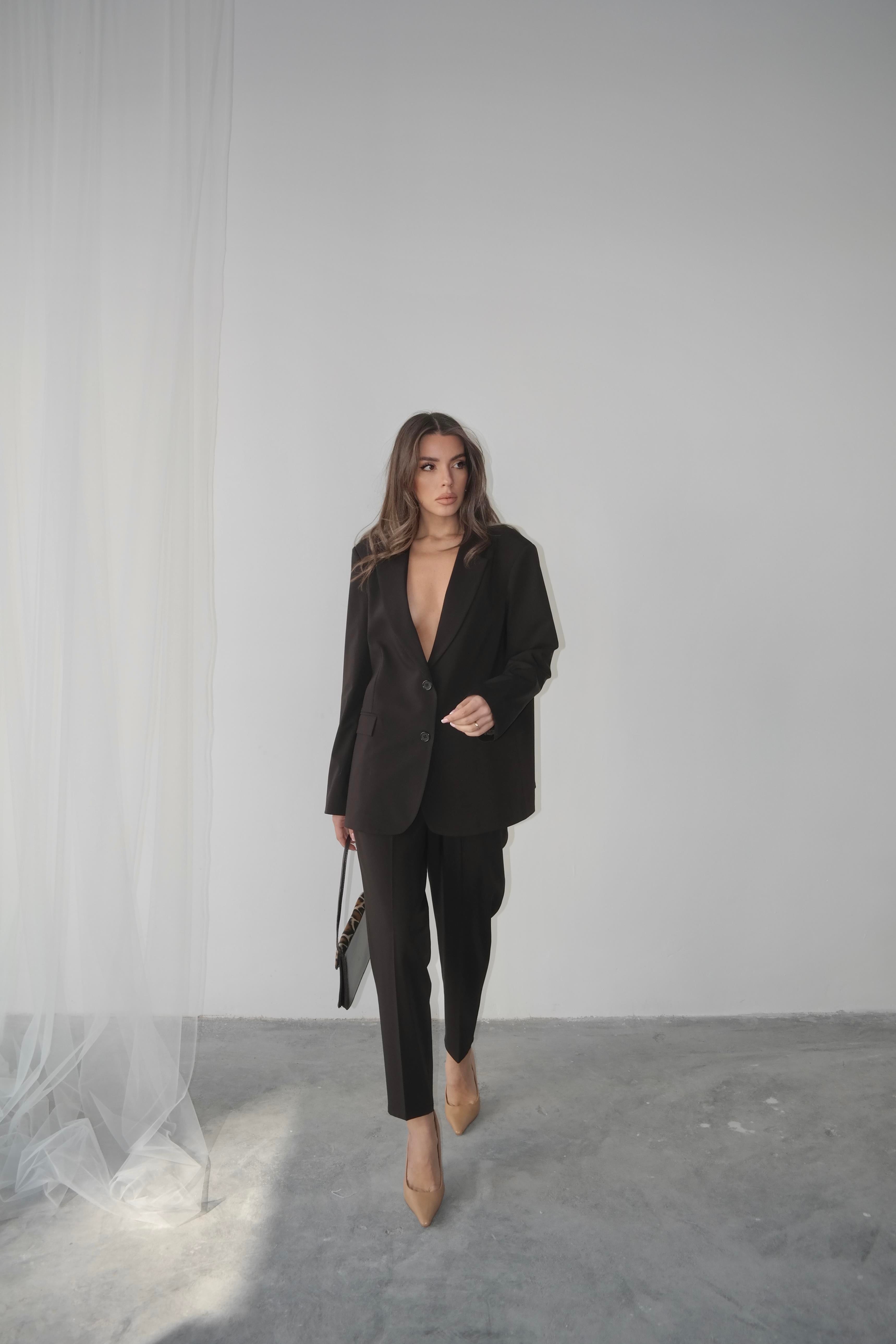 Maskülen Blazer Ceket Kahverengi