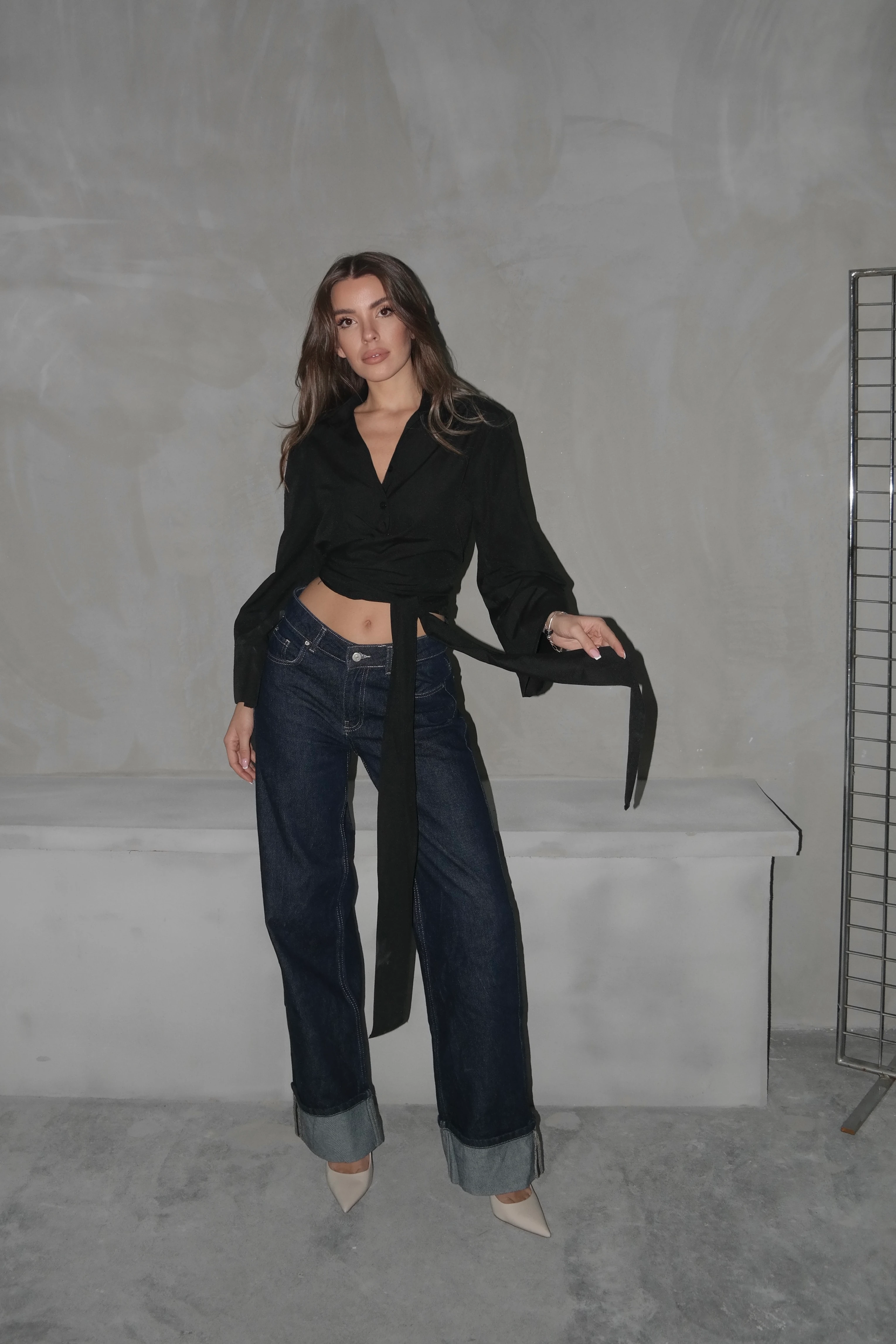 Nora Bağlamalı Gömlek Siyah