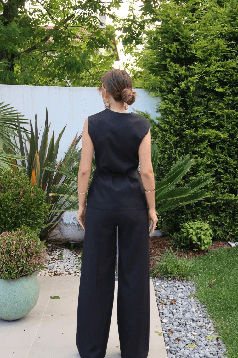 Palma Summer Amber Keten Pantolon Siyah