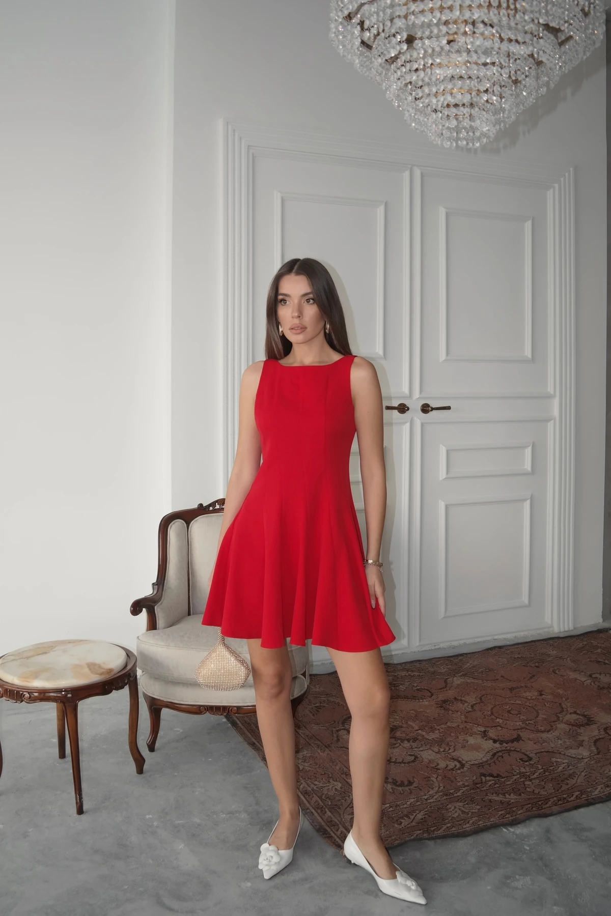 Sophie 0 Kol Volanlı Elbise