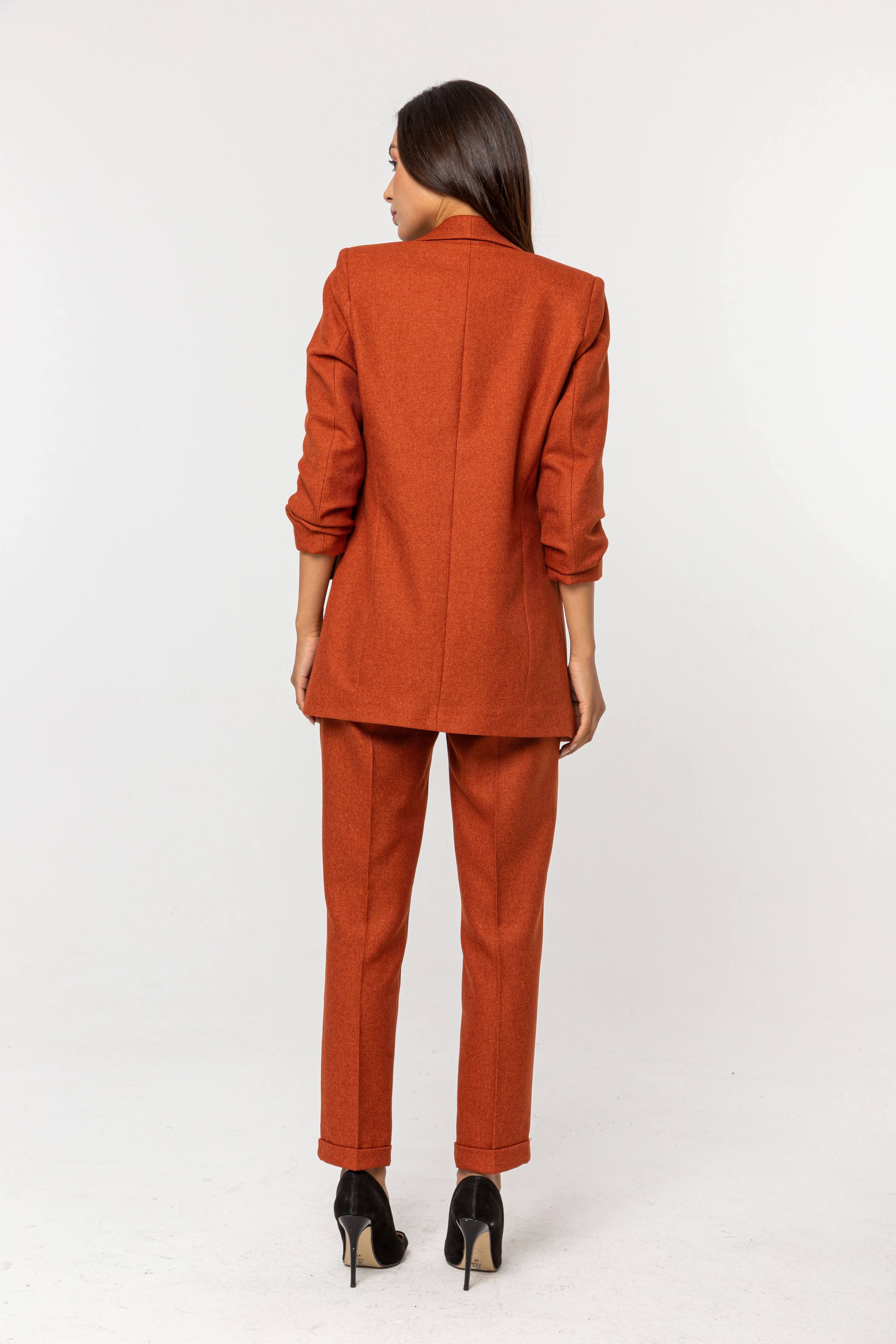 Mia Kolu Büzgülü Pendope Blazer Ceket