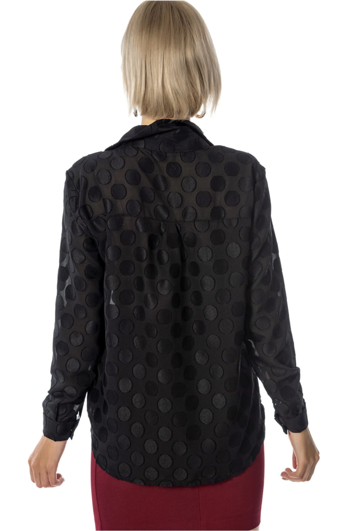 Kadın Siyah Puantiyeli Gömlek