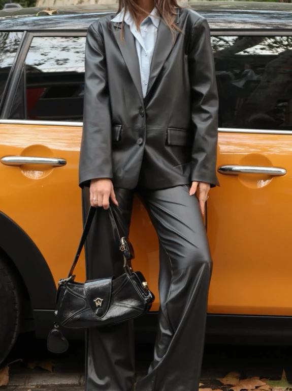 Carrie Deri Blazer Ceket Siyah