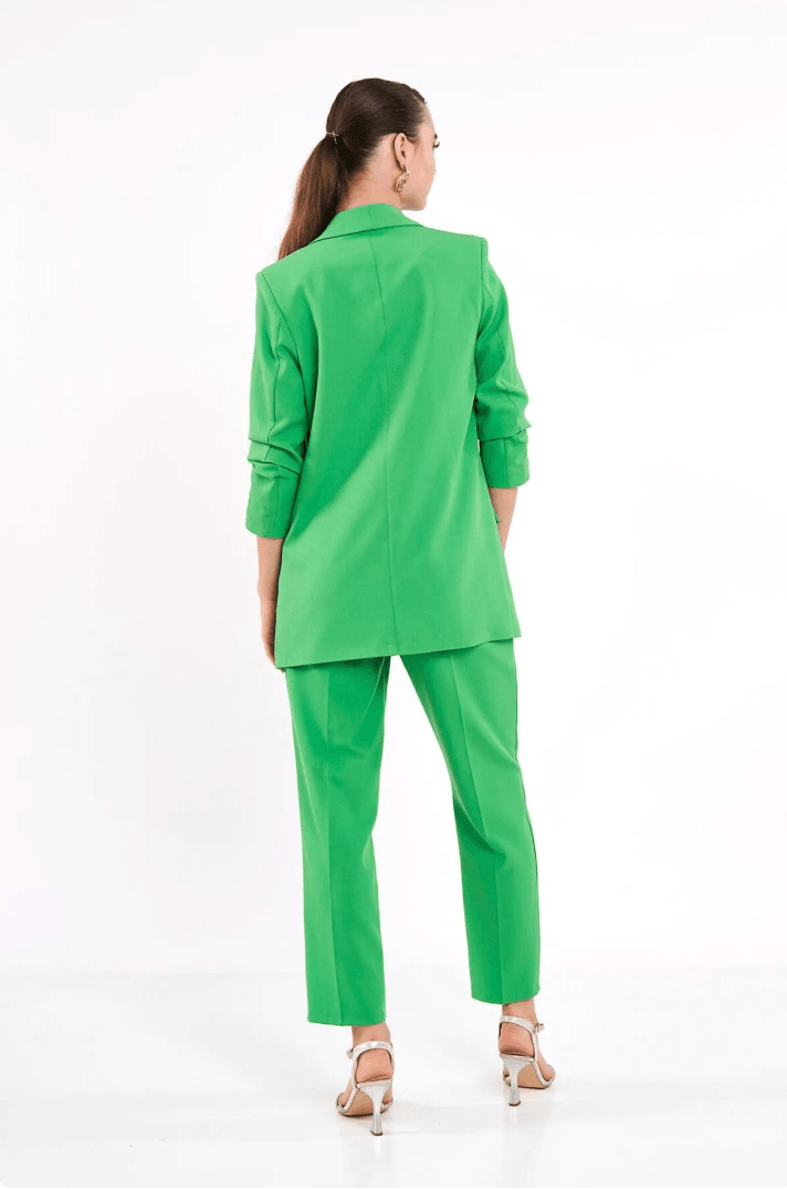 Mia Kolu Büzgülü Blazer Ceket Yeşil