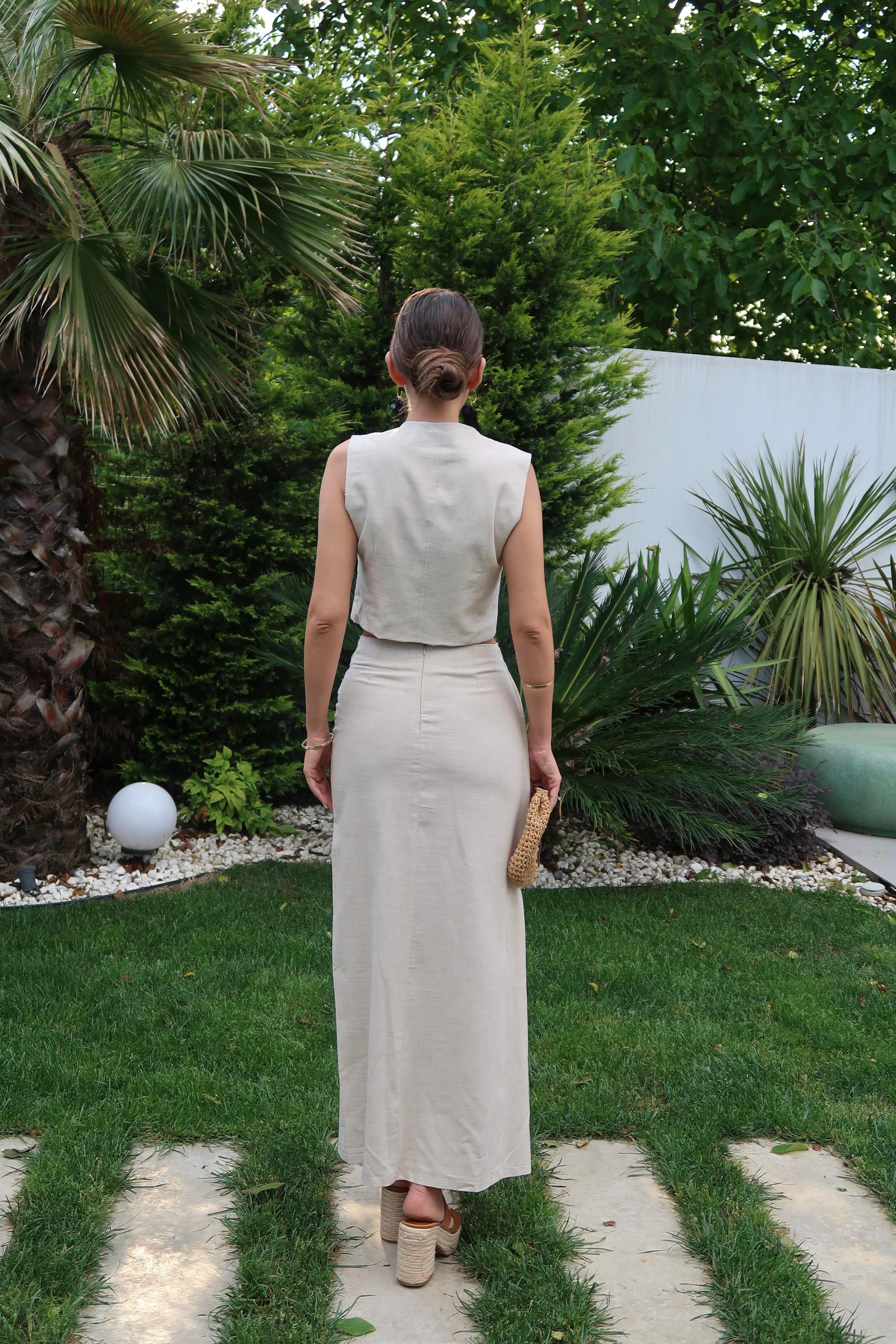 Palma Summer Holly Keten Anvelop Etek Natürel