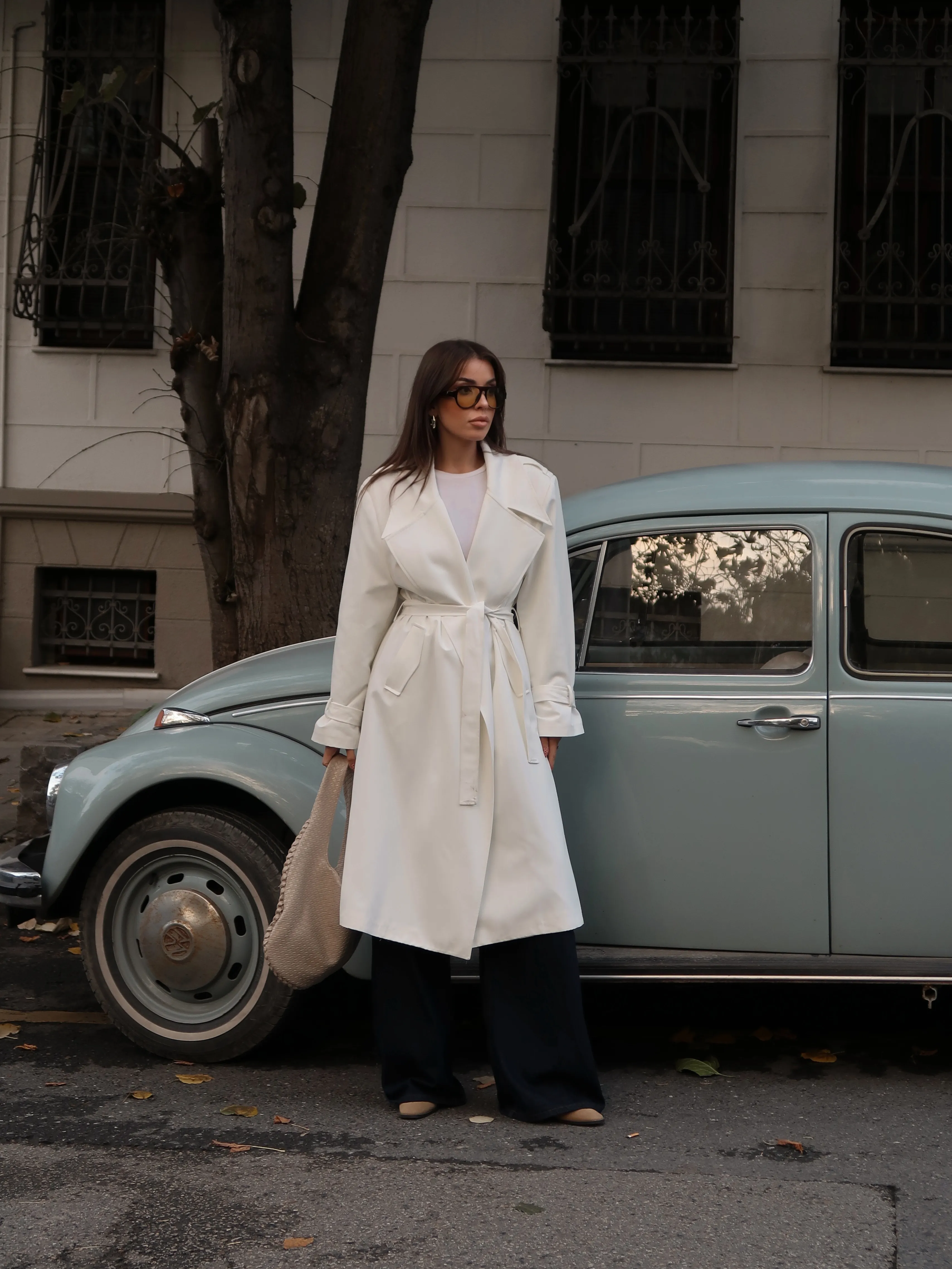 Yasmin Trençkot Beyaz