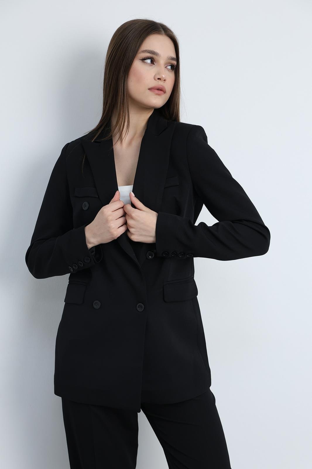 Aria Düğmeli Blazer Ceket Siyah