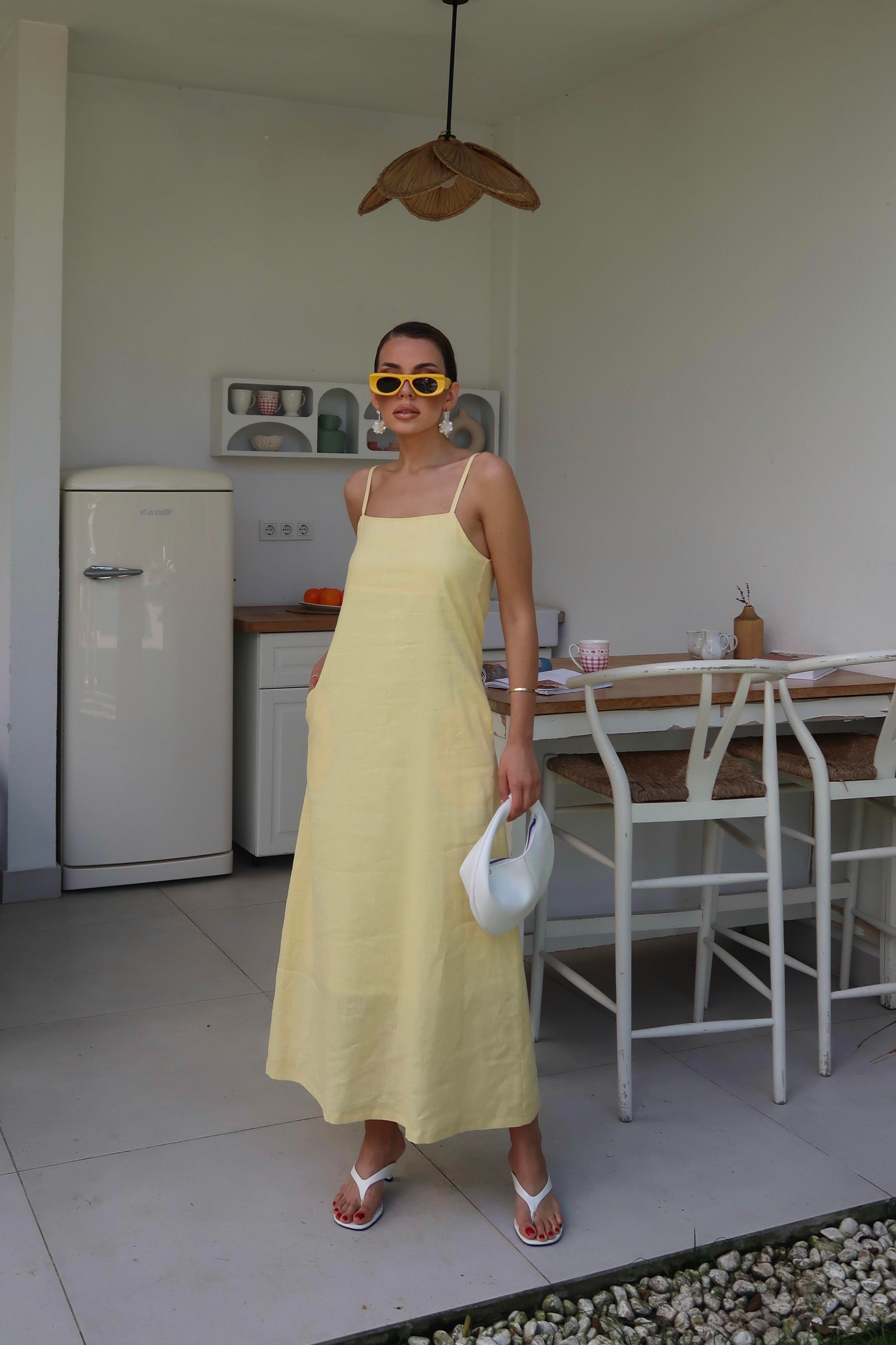 Palma Summer Casey Askılı Elbise Sarı