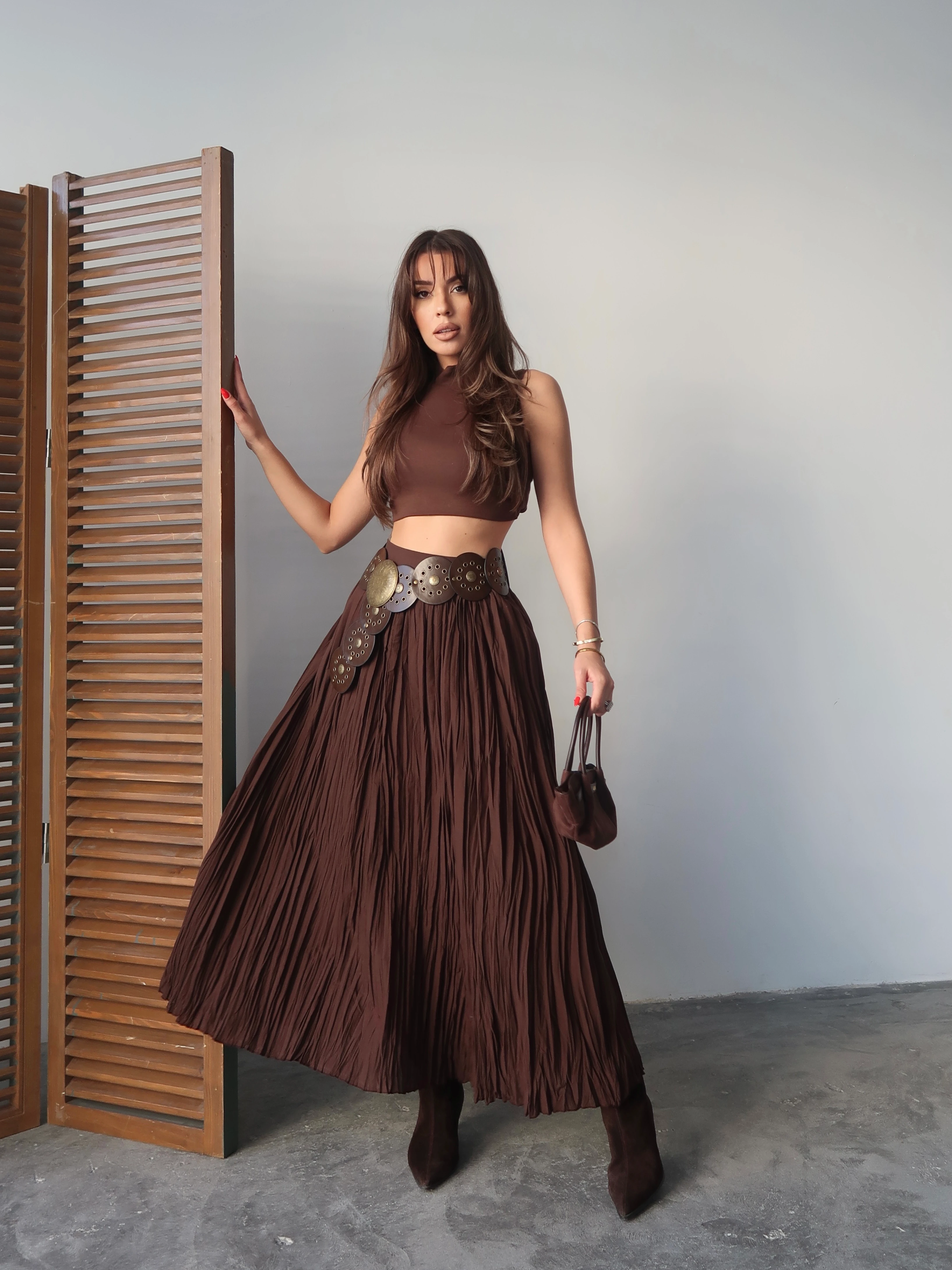 Acı Kahve Uzun Crush Etek