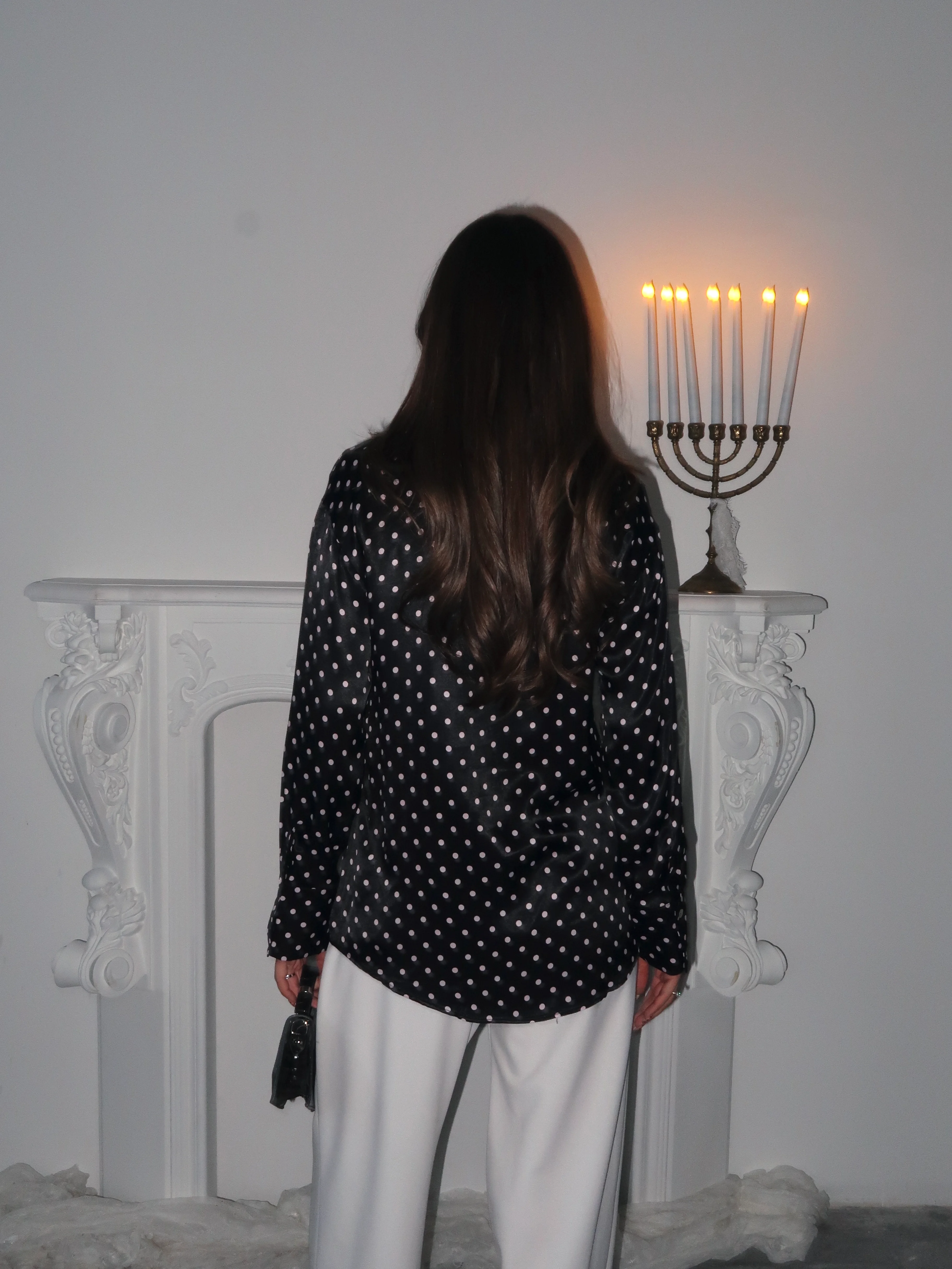 Saten Puantiyeli Gömlek 