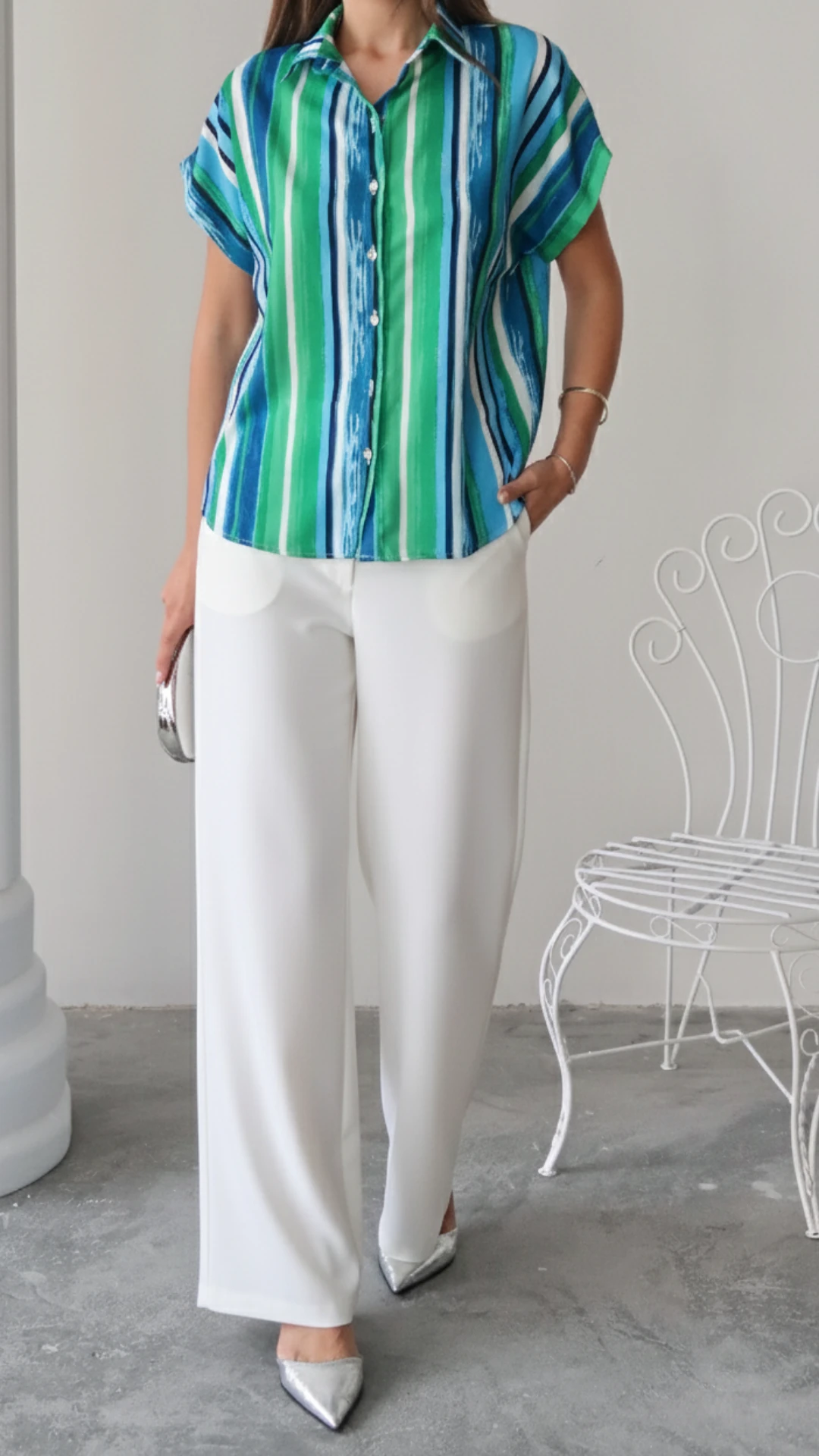 Modern Auro Palazzo Pantolon Ekru