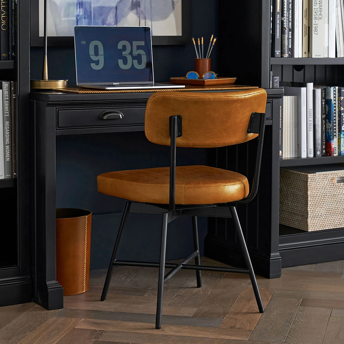 Mazun Döner Taba Deri Metal Sandalye