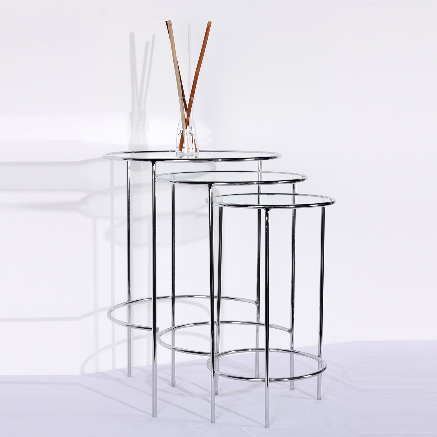 Nesting 3-Piece Metal Silver Nesting Side Table