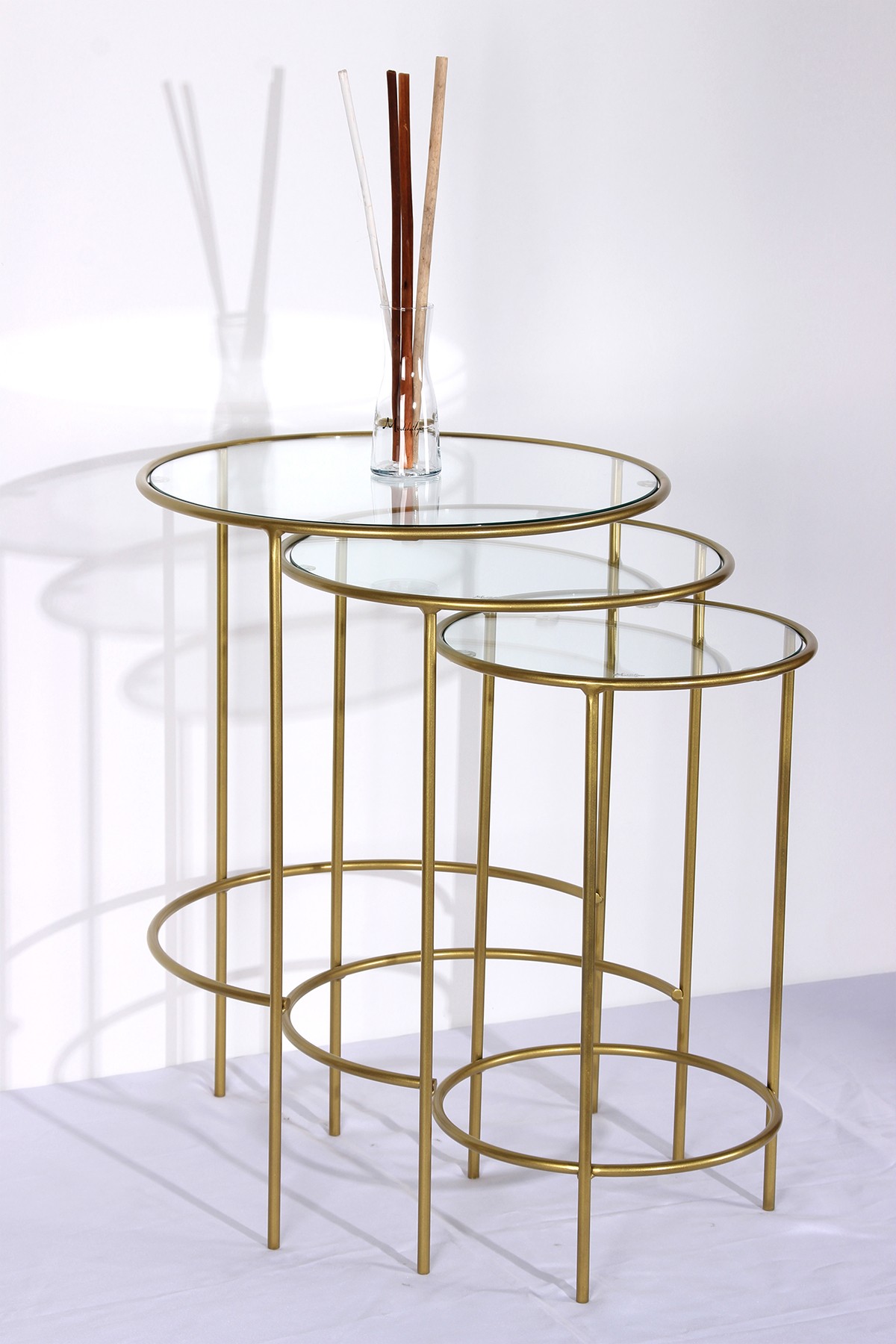 Nesting 3-Piece Metal Gold Nesting Side Table