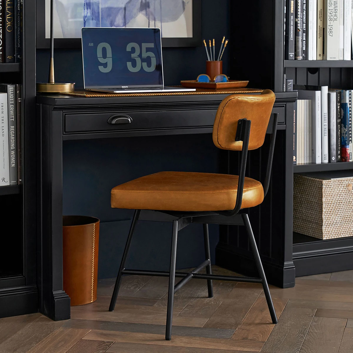 Mazun Döner Taba Deri Metal Sandalye