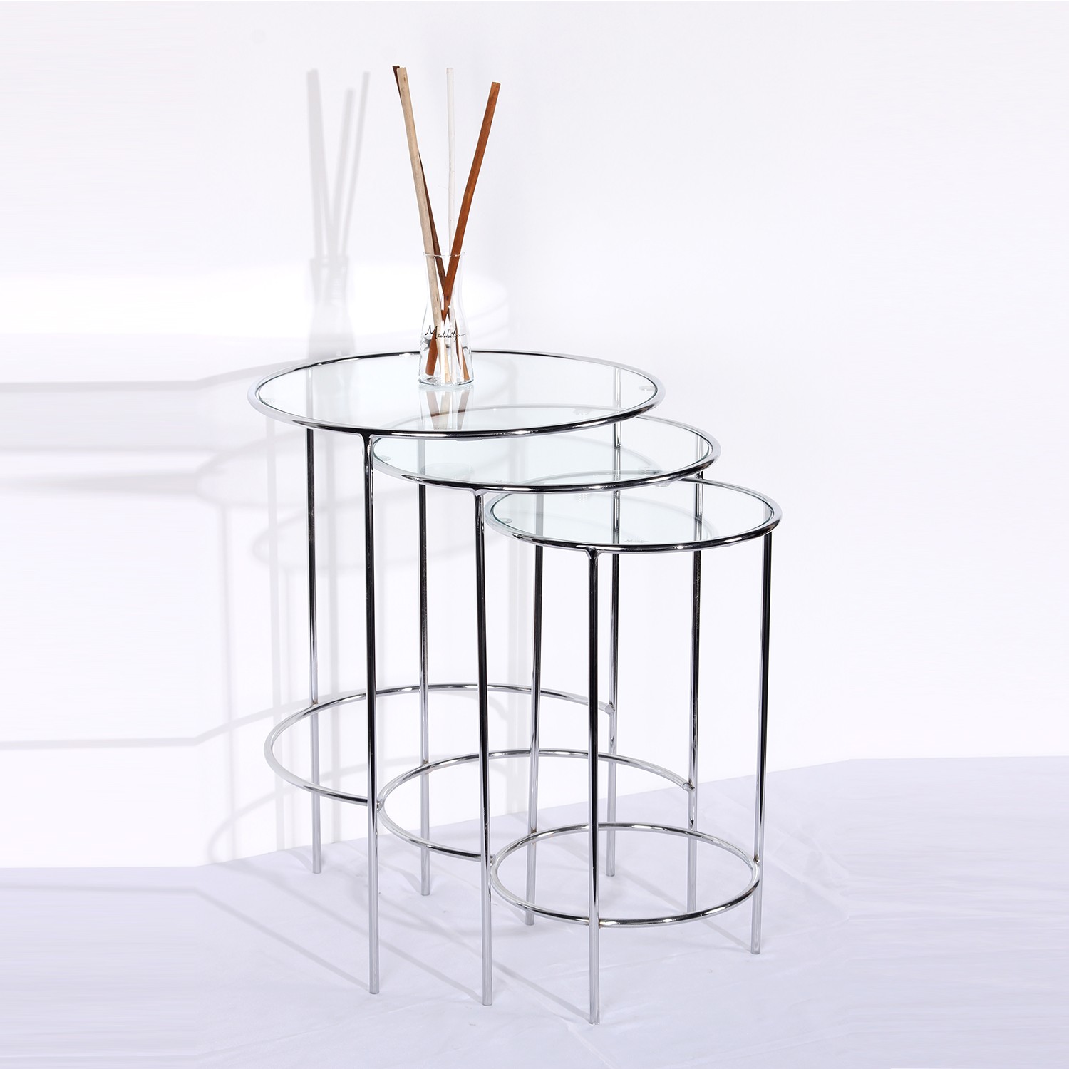 Nesting 3-Piece Metal Silver Nesting Side Table