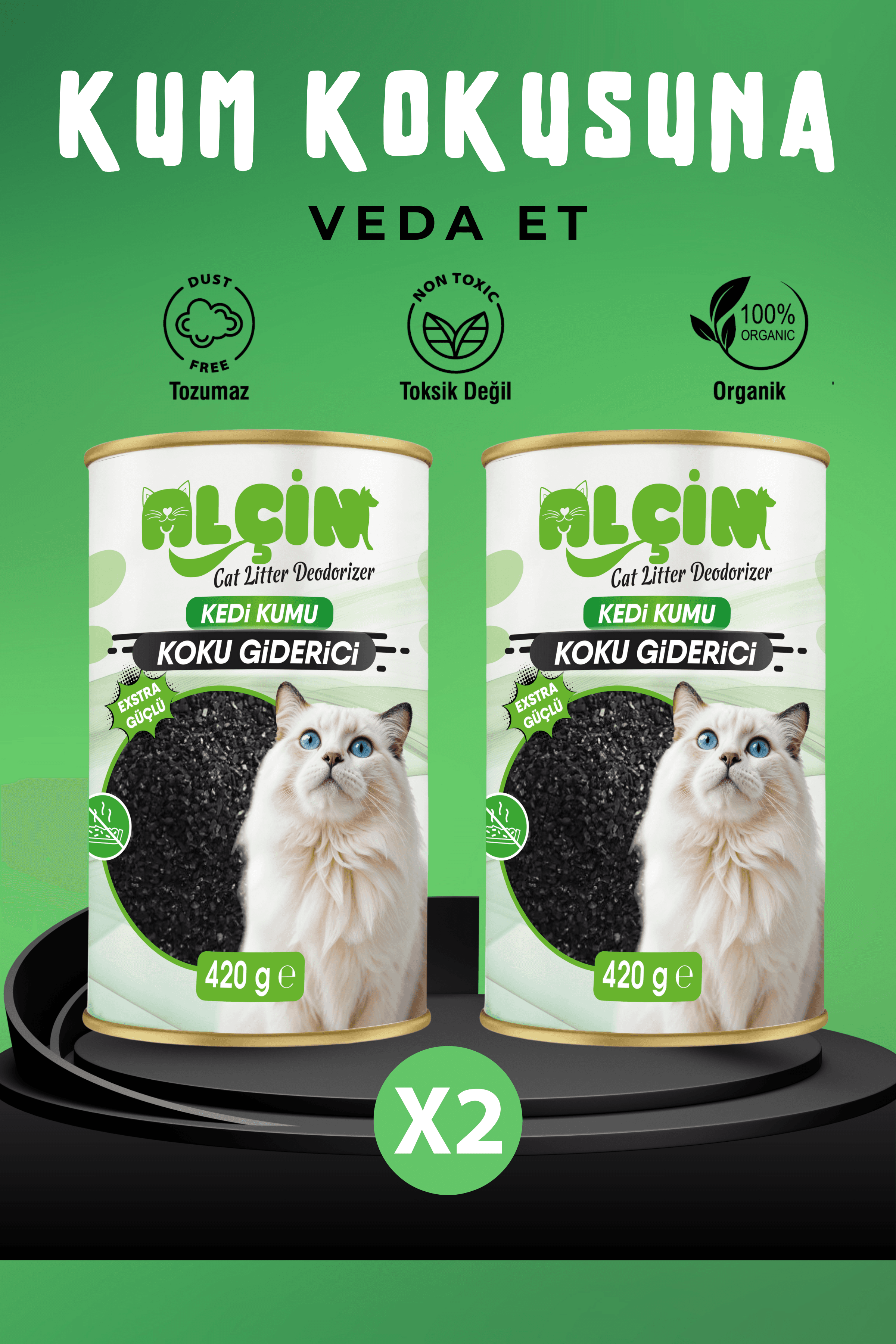 Kedi Kumu Koku Giderici 420 gr Kokonat Bazlı Doğal Karbon 2 Adet.