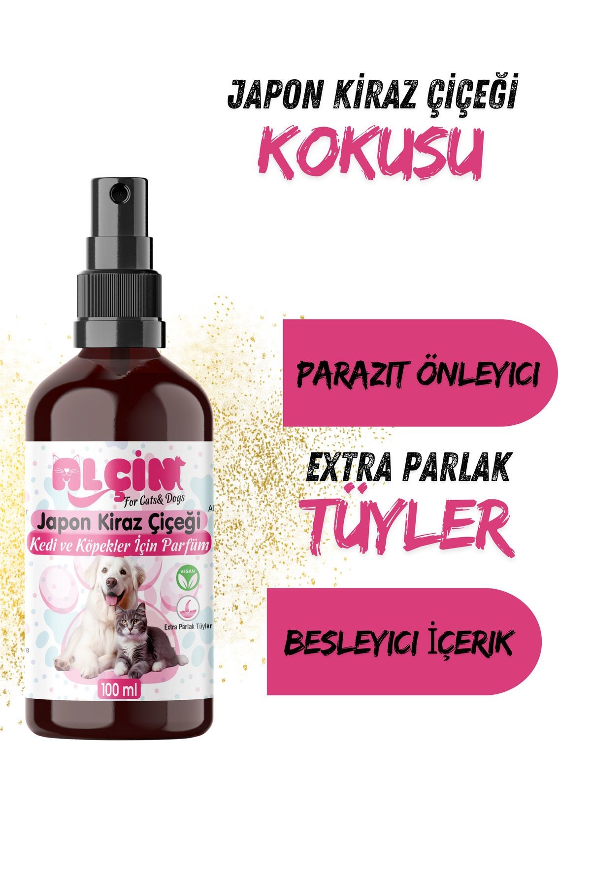 Kedi Ve Köpek Parfümü Parazit Karşıtı Içerikli Japon Kiraz Çiçeği Kokulu 100 ml Cam Şişe