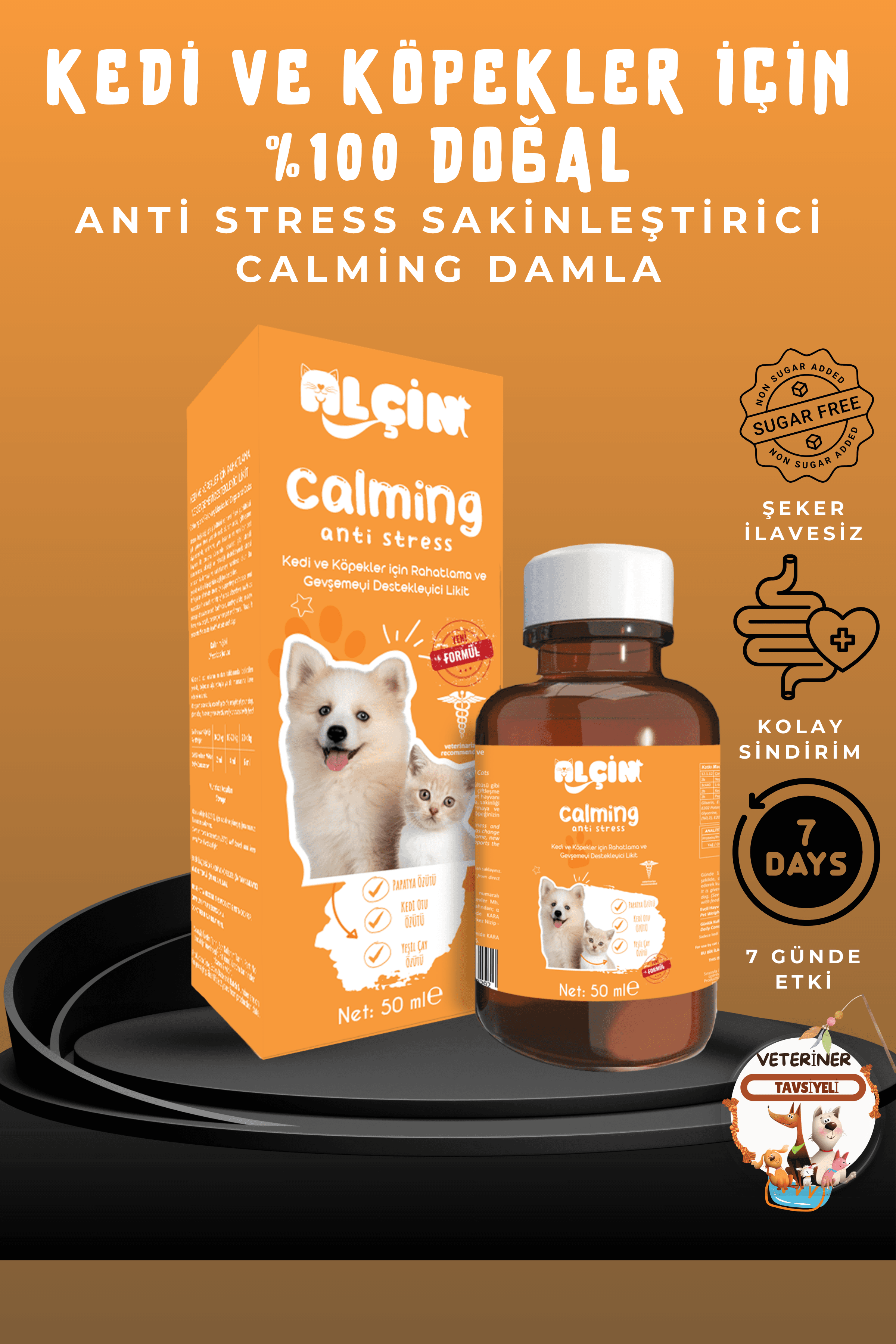 Calming Anti Stress Kedi ve Köpekler için Sıvı Sakinleştirici Damla 50 Ml