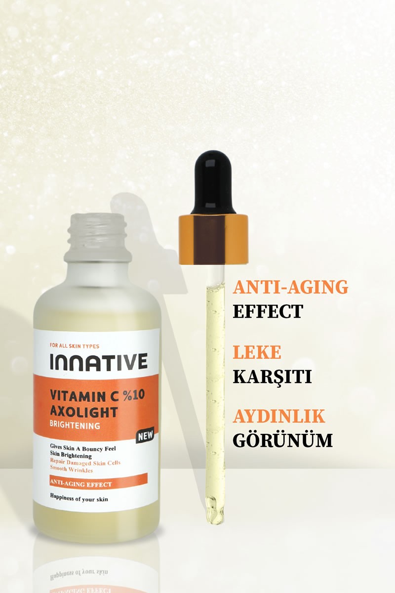 Saf C Vitamini Serum Işıltı Verici, Cilt Tonu Eşitleyici 50ML Leke Akne Karşıtı %10