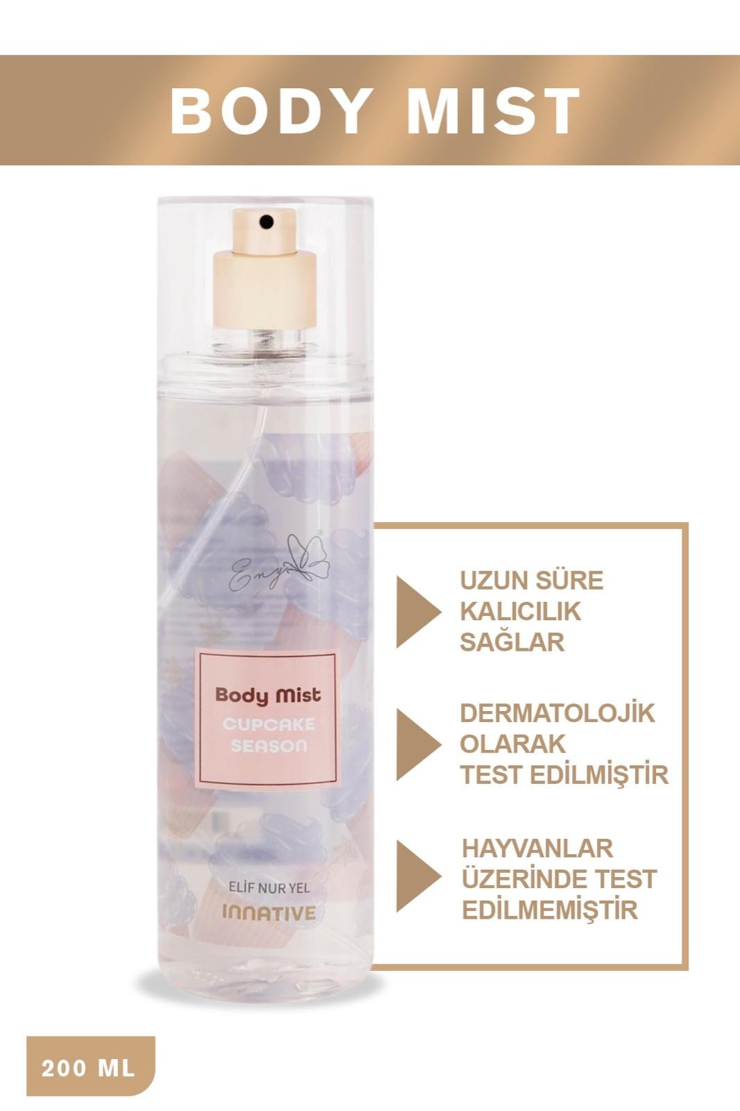 2x Elif Nur Yel Eny Body Mist Cupcake & Kissable Amber Vücut Spreyleri