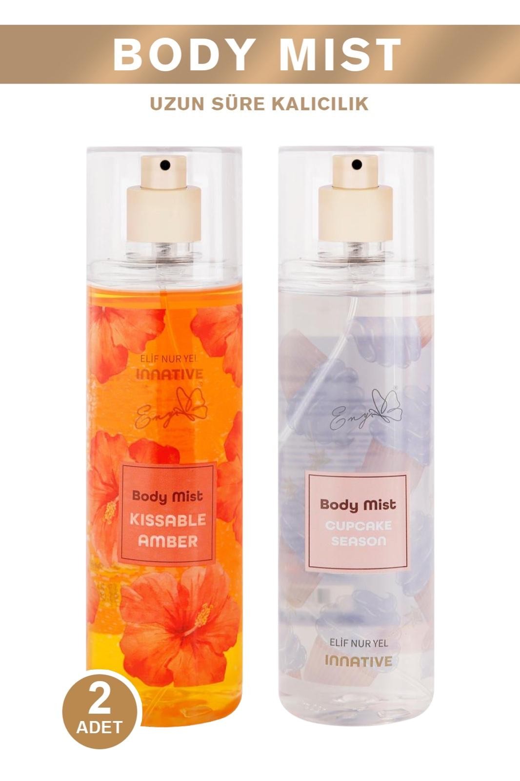 2x Elif Nur Yel Eny Body Mist Cupcake & Kissable Amber Vücut Spreyleri
