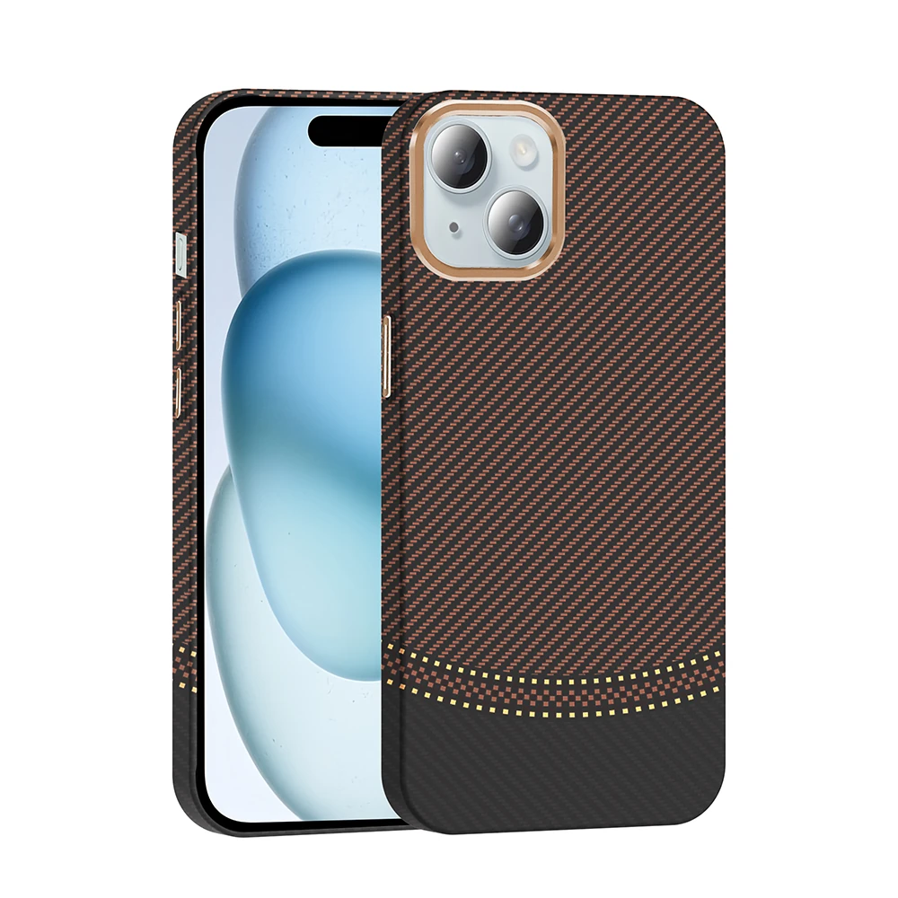 Apple iPhone 15 Kılıf M-safe Şarj Özellikli Karbon Fiber Görünümlü Zore Gros Kapak