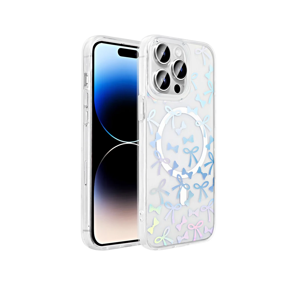 Apple iPhone 14 Pro Max Kılıf M-Safe Şarj Özellikli Şeffaf Zore Folk Sert Kapak