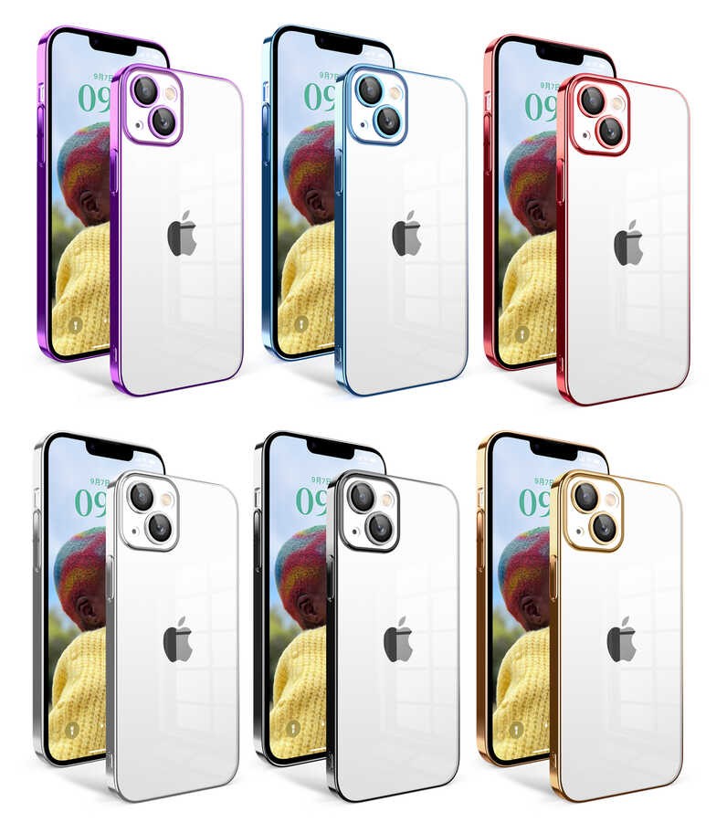 Apple iPhone 14 Kılıf Kamera Korumalı Renkli Çerçeveli Zore Garaj Kapak