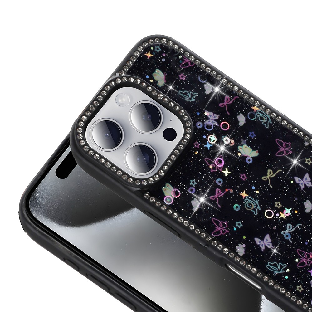 Apple iPhone 16 Pro Kılıf Taşlı ve Simli Tasarım Zore Azra Kapak