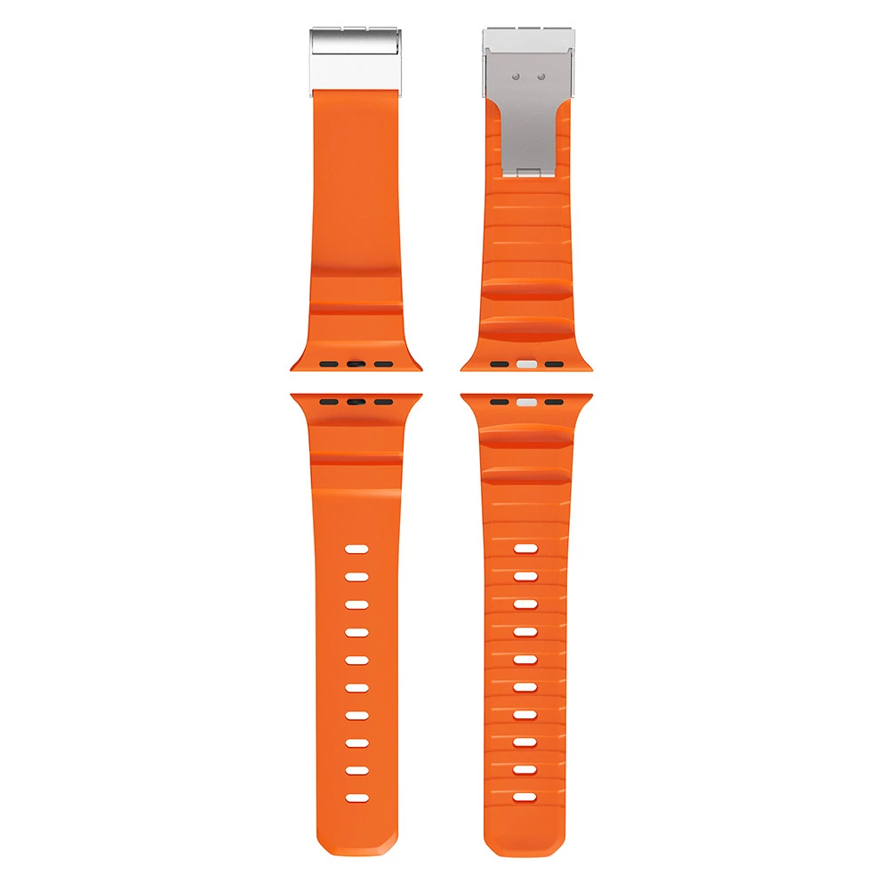 Apple Watch 10 46mm Zore KRD-145 Metal Tokalı Silikon Kordon