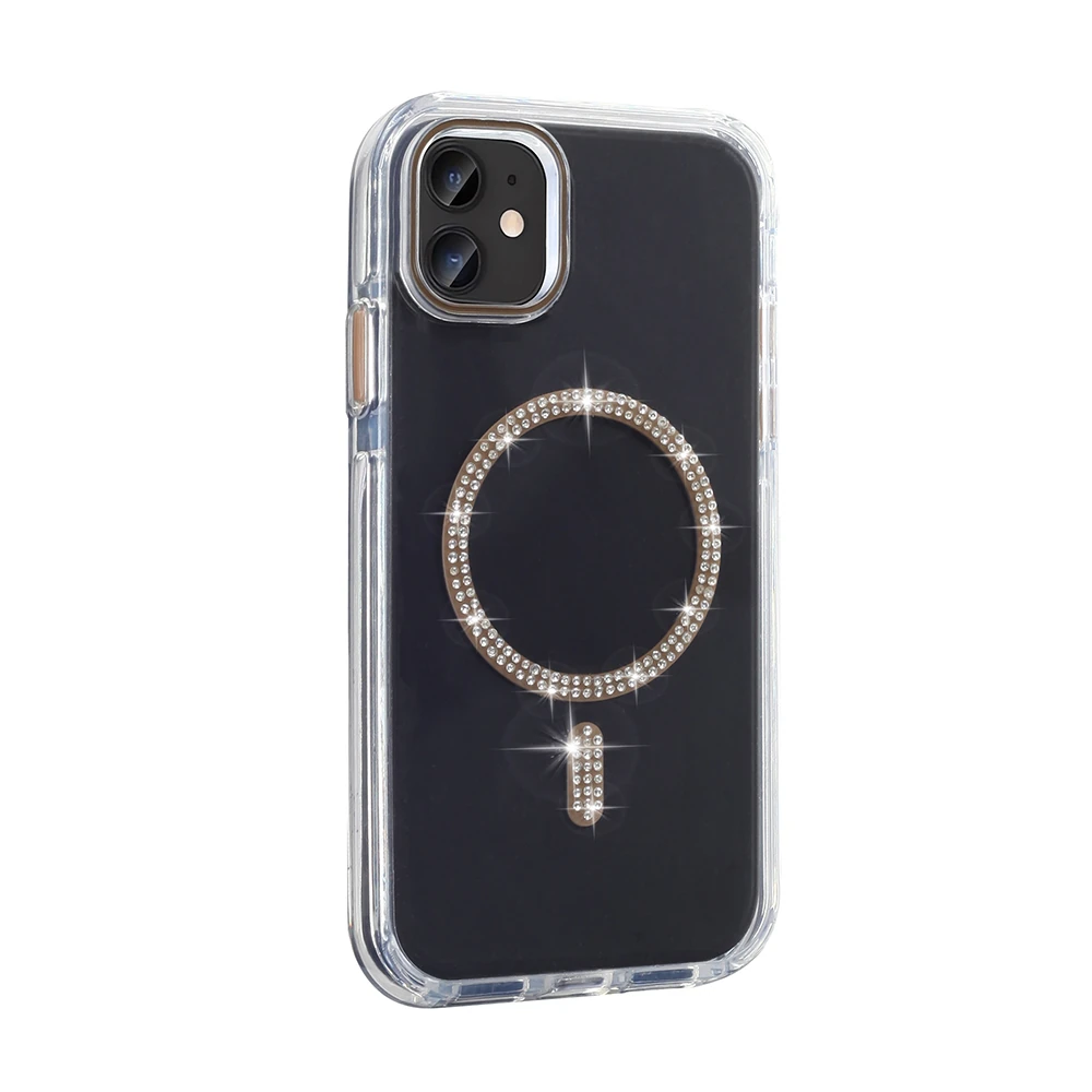 Apple iPhone 11 Kılıf Taşlı Tasarım M-safe Şarj Özellikli Zore Koment Silikon Kapak