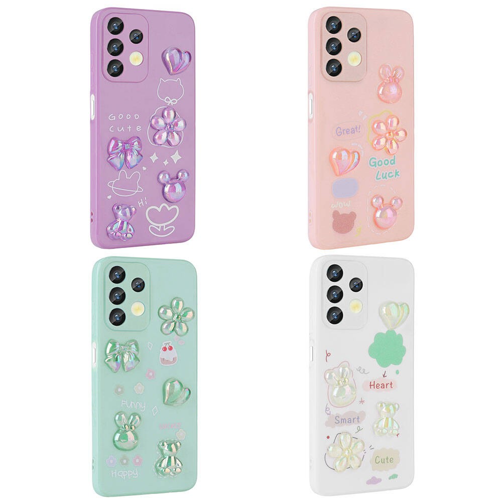 Galaxy A13 4G Kılıf Kabartma Figürlü Parlak Zore Toys Silikon Kapak