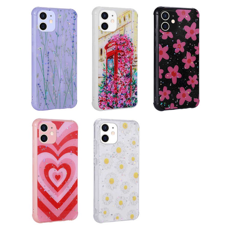 Apple iPhone 11 Kılıf Simli Desenli Kamera Korumalı Parlak Zore Popy Kapak