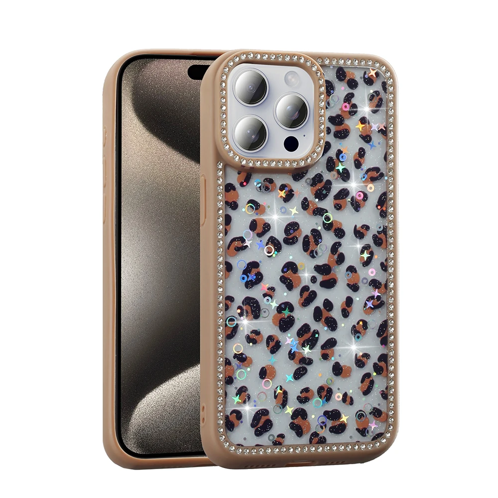 Apple iPhone 15 Pro Kılıf Taşlı ve Simli Tasarım Zore Azra Kapak