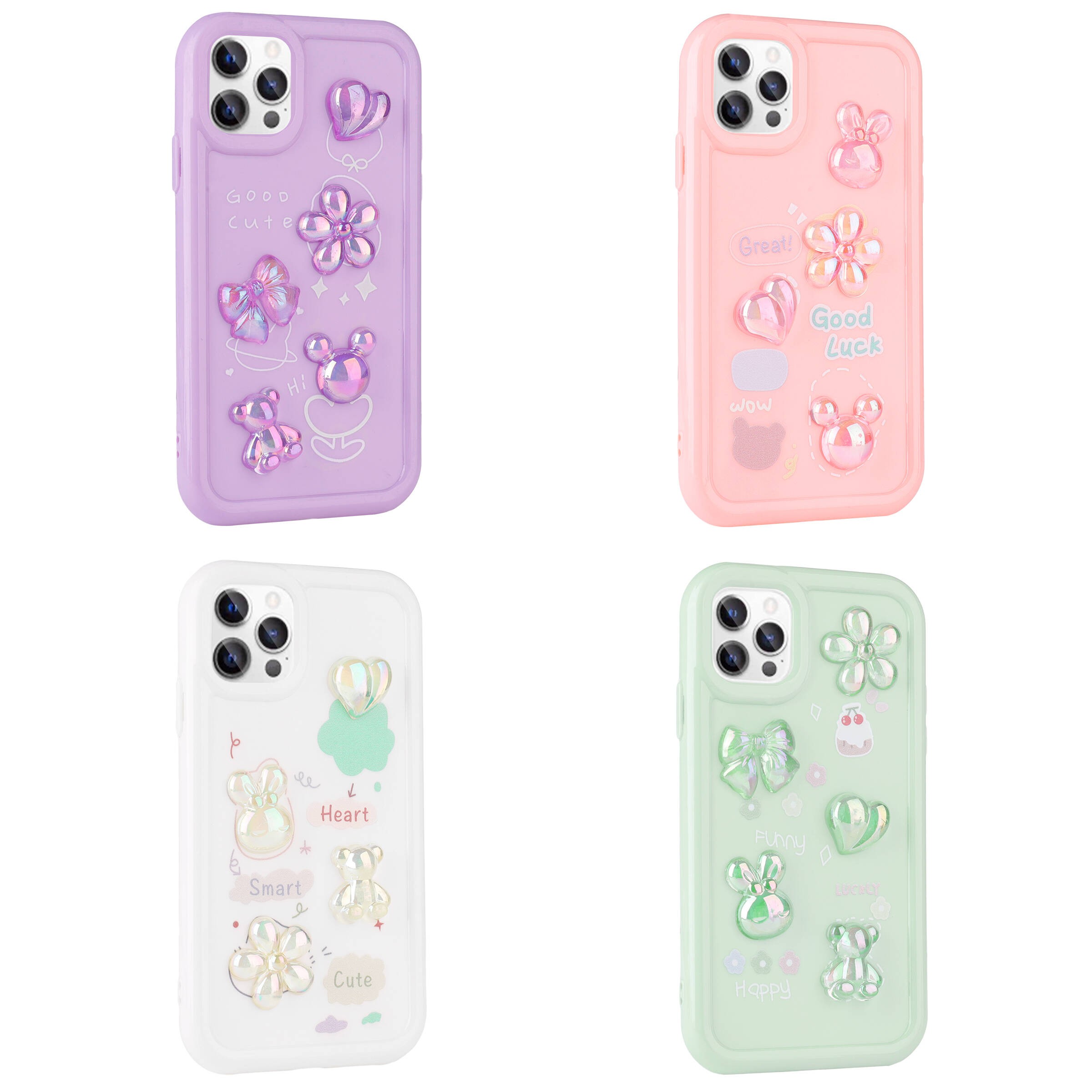 Apple iPhone 13 Pro Max Kılıf Kabartma Figürlü Parlak Zore Toys Silikon Kapak