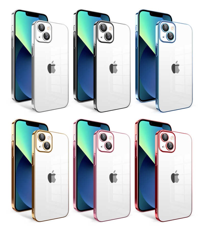 Apple iPhone 13 Kılıf Kamera Korumalı Renkli Çerçeveli Zore Garaj Kapak