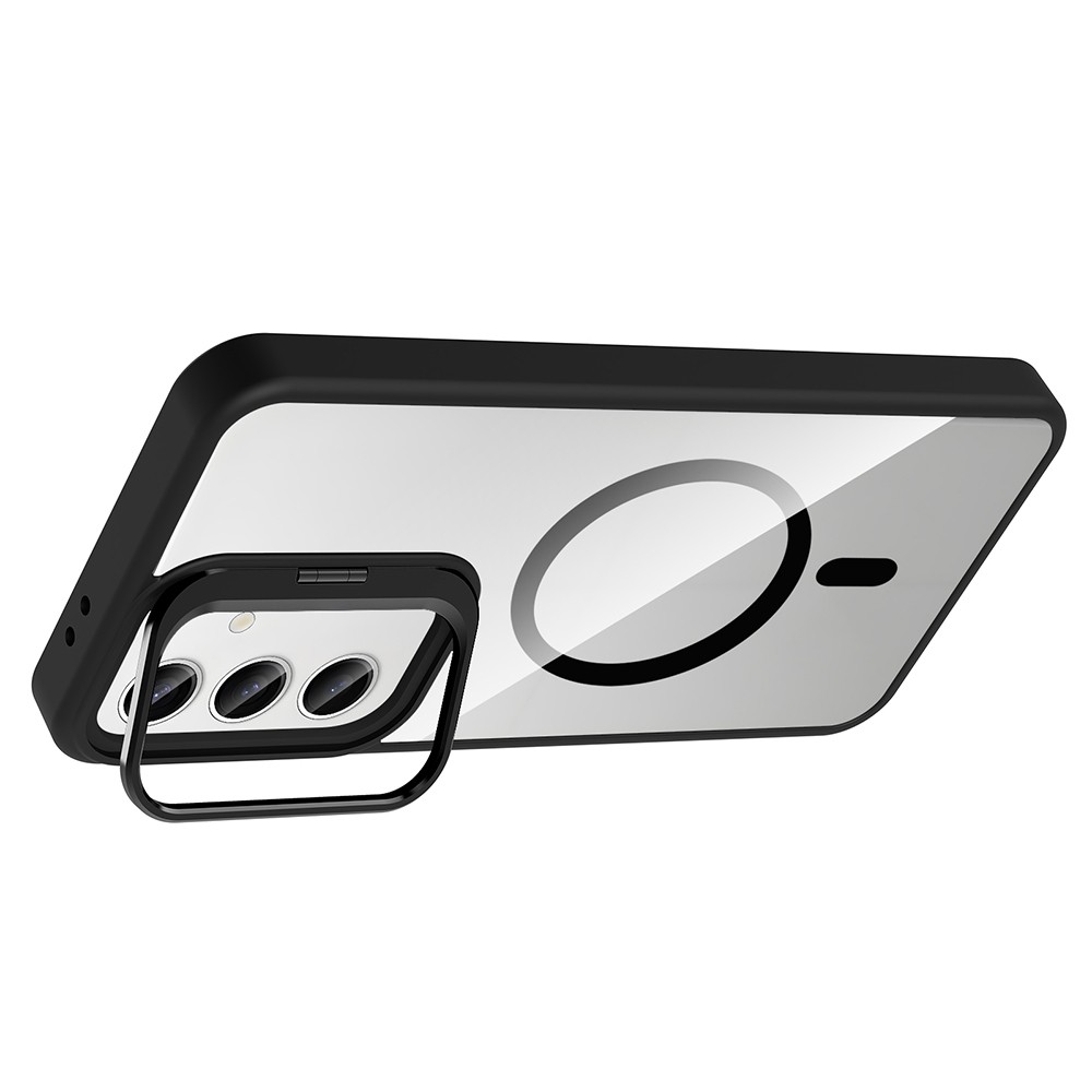 Galaxy S24 FE Kılıf Standlı ve Kamera Lens Hediyeli M-Safe Şarj Özellikli Zore Etro Kapak