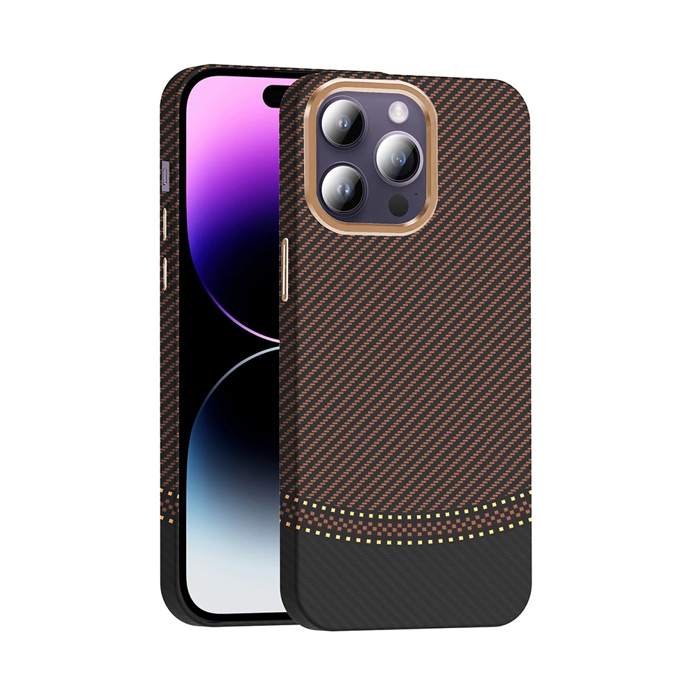 Apple iPhone 14 Pro Max Kılıf M-safe Şarj Özellikli Karbon Fiber Görünümlü Zore Gros Kapak