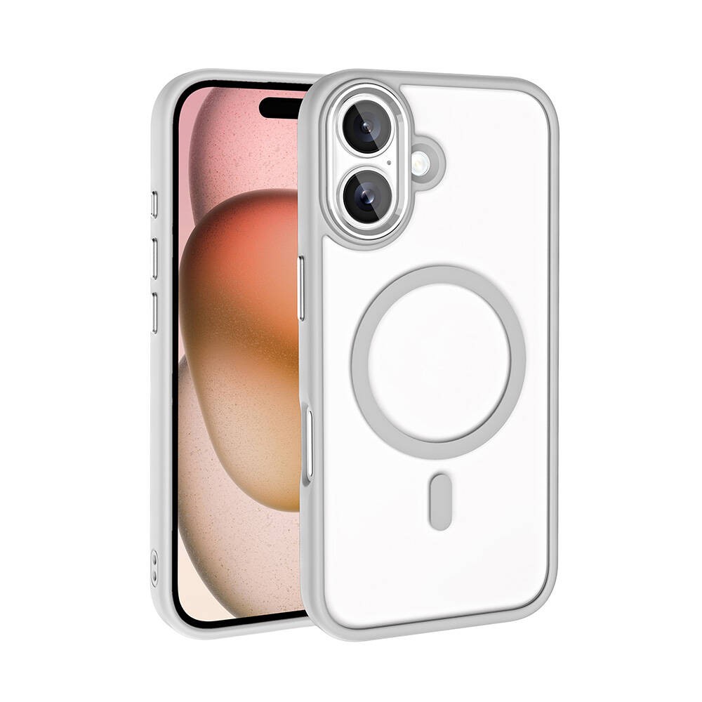 Apple iPhone 16 Kılıf Wireless Şarj Özellikli Zore Krom M-safe Silikon Kapak