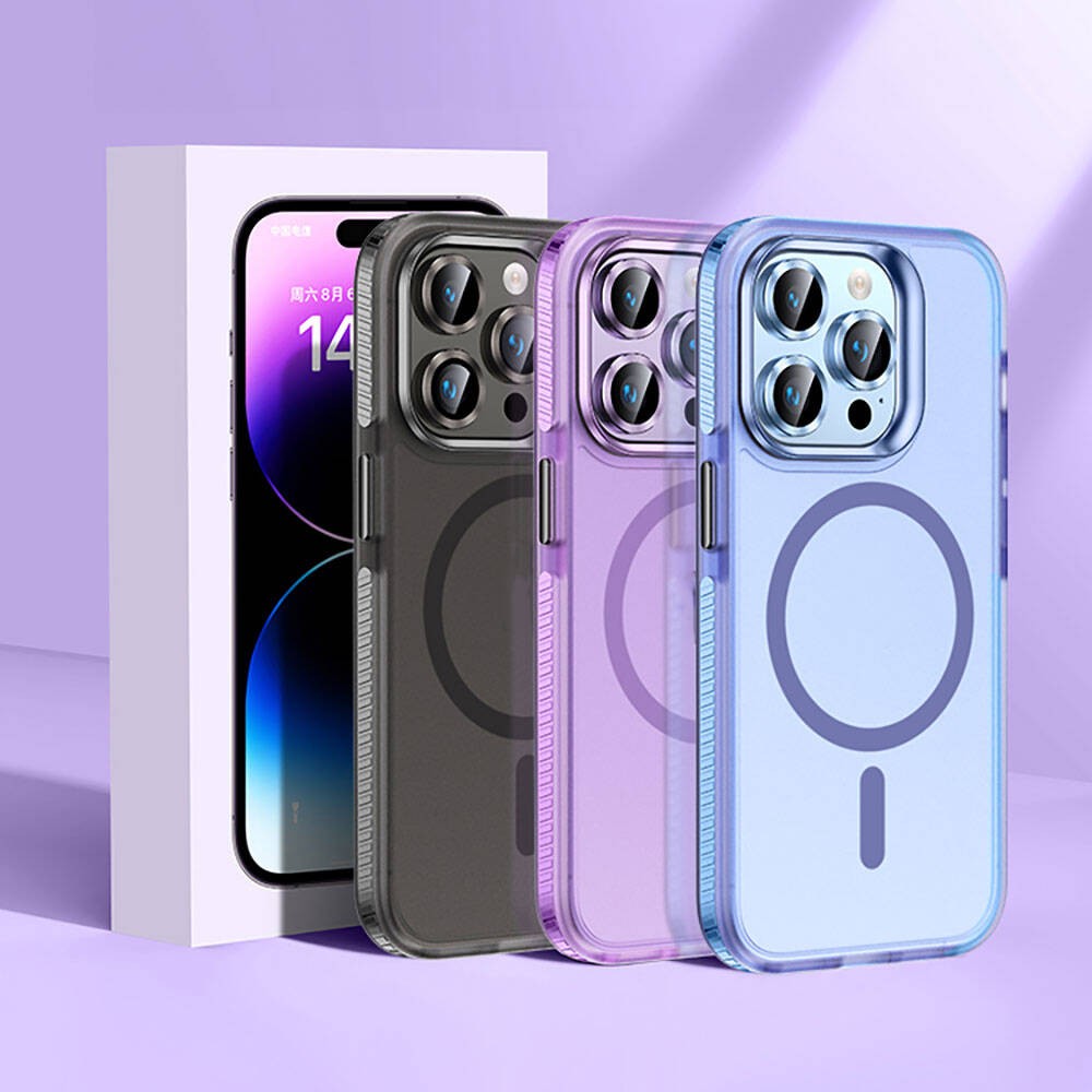 Apple iPhone 15 Pro Max Kılıf Airbagli M-safe Wireless Şarj Özellikli Lens Koruyuculu Zore Klaptika Kapak