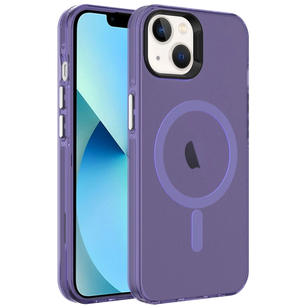 Apple iPhone 14 Kılıf Zore M-safe Şarj Özellikli Buzlu Transparan C-Pro Sert Kapak