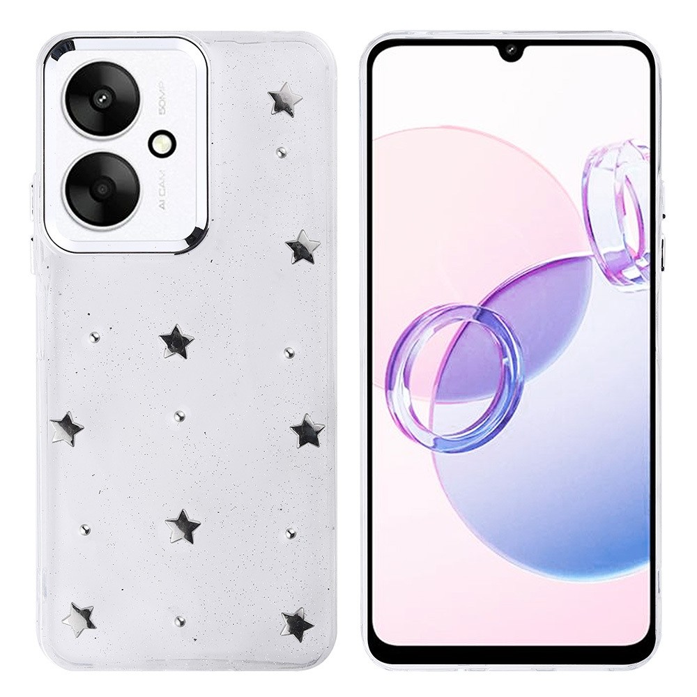Xiaomi Poco C65 Kılıf Airbag Tasarımlı Simli Şeffaf Zore Kutup Kapak