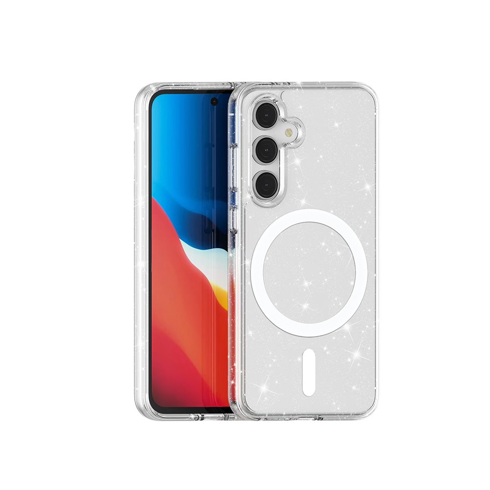 Galaxy S24 FE Kılıf M-safe Şarj Özellikli Parlayan Simli Saydam Renkli Zore Allstar Kapak