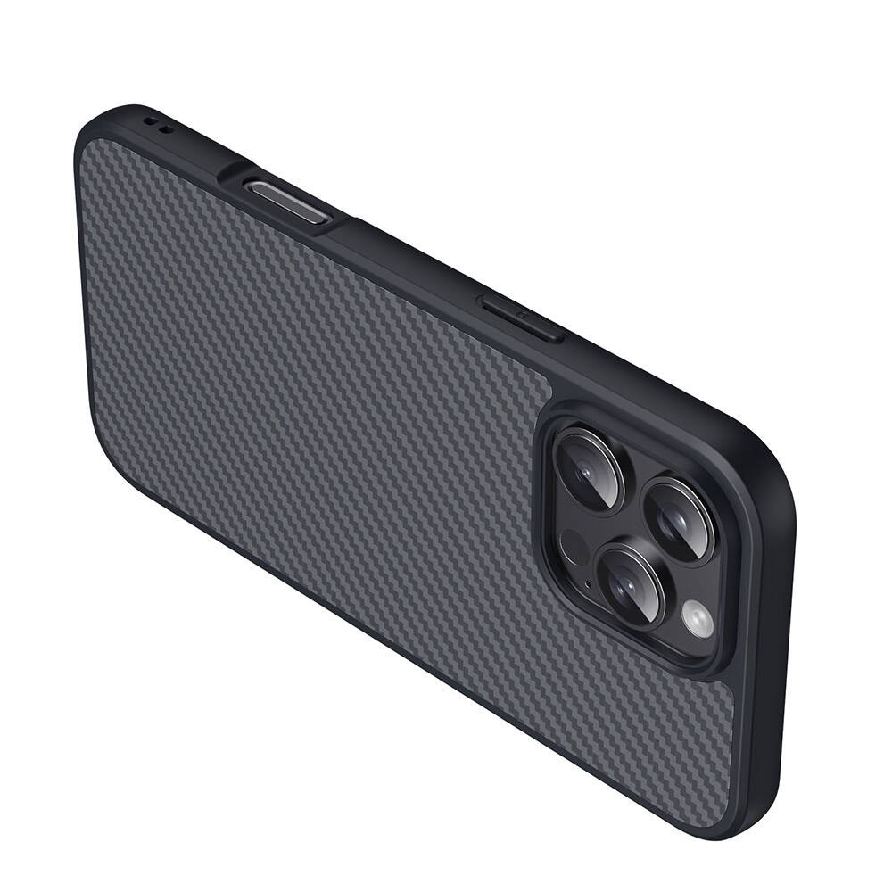 Apple iPhone 16 Pro Kılıf M-safe Şarj Özellikli Karbon Fiber Tasarımlı Zore Elnino Kapak