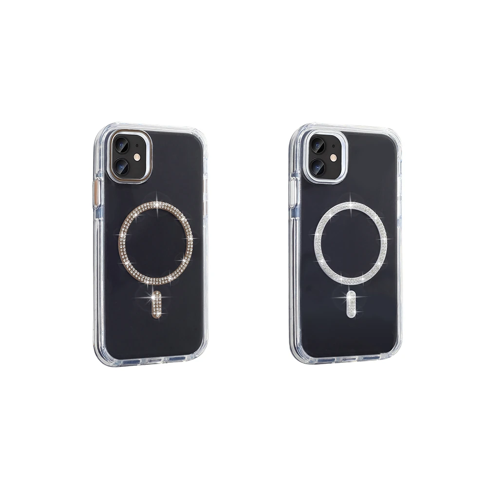 Apple iPhone 11 Kılıf Taşlı Tasarım M-safe Şarj Özellikli Zore Koment Silikon Kapak