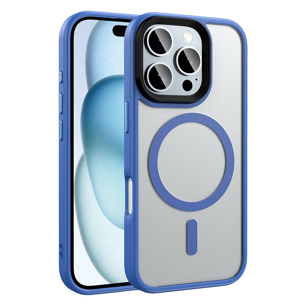 Apple iPhone 16 Pro Max Kılıf Mat Arka Yüzey Wireless Şarj Özellikli Zore Flet M-safe Kapak